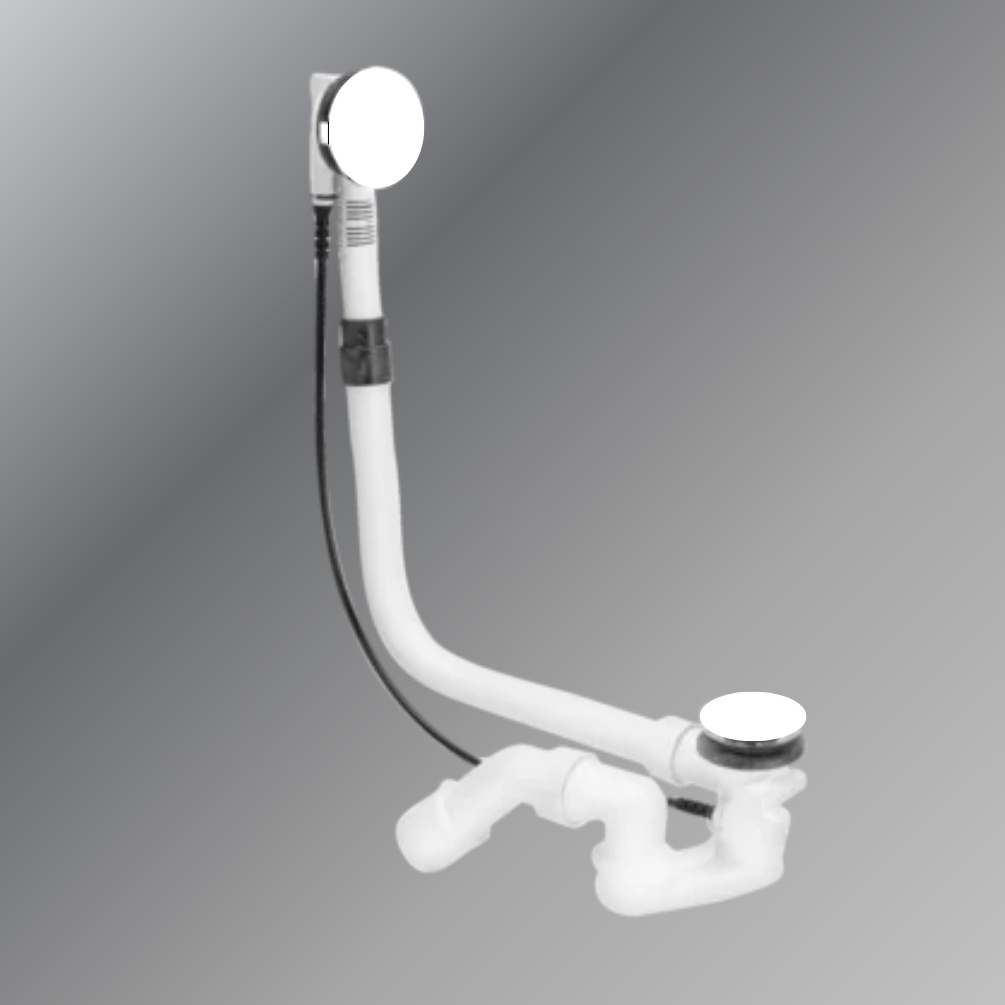 Product cut out image of the Bette White Pop Up Extended Bath Waste & Overflow